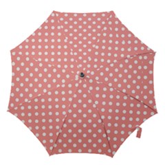 Coral And White Polka Dots Hook Handle Umbrellas (large)