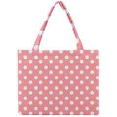 Coral And White Polka Dots Tiny Tote Bags