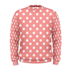 Coral And White Polka Dots Men s Sweatshirts by GardenOfOphir