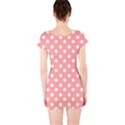 Coral And White Polka Dots Short Sleeve Bodycon Dresses View2