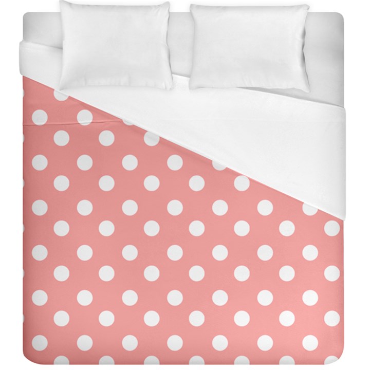 Coral And White Polka Dots Duvet Cover Single Side (KingSize)