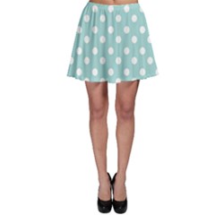 Blue And White Polka Dots Skater Skirts