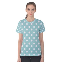 Blue And White Polka Dots Women s Cotton Tees