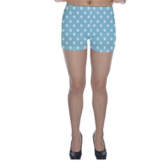 Blue And White Polka Dots Skinny Shorts