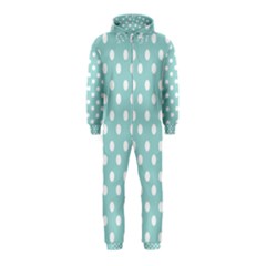 Blue And White Polka Dots Hooded Jumpsuit (kids) by GardenOfOphir