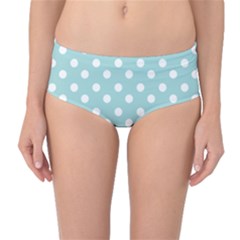 Blue And White Polka Dots Mid-waist Bikini Bottoms by GardenOfOphir