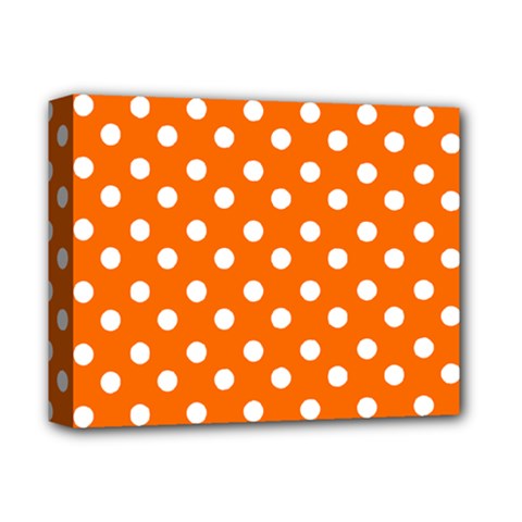 Orange And White Polka Dots Deluxe Canvas 14  x 11 