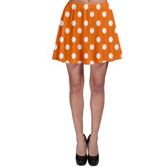 Orange And White Polka Dots Skater Skirts