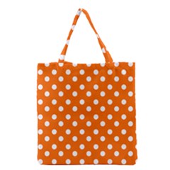 Orange And White Polka Dots Grocery Tote Bags