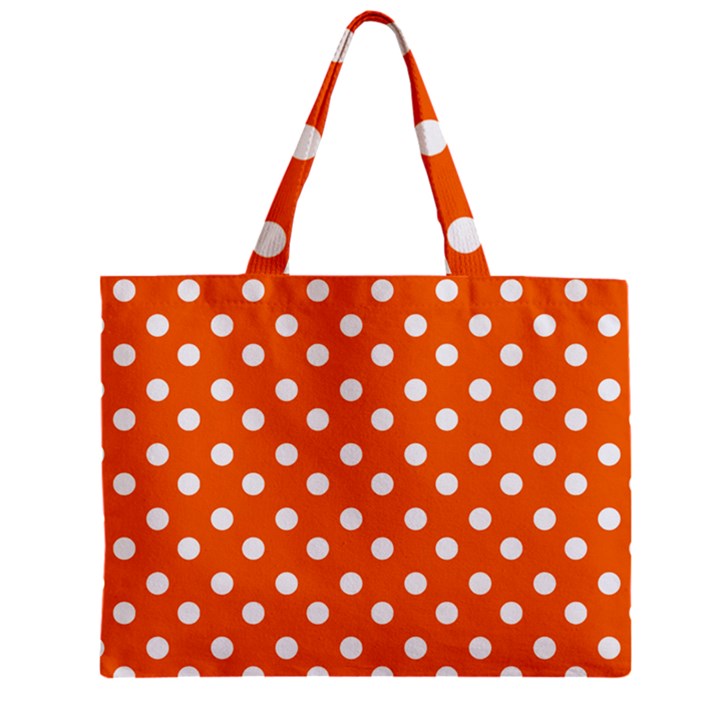 Orange And White Polka Dots Zipper Tiny Tote Bags