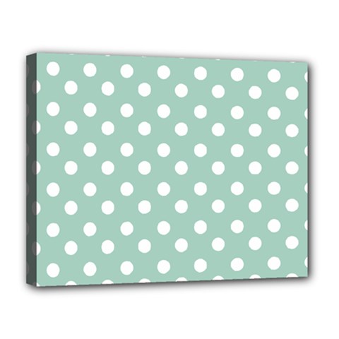 Light Blue And White Polka Dots Canvas 14  X 11  by GardenOfOphir