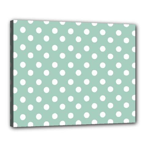 Light Blue And White Polka Dots Canvas 20  X 16  by GardenOfOphir