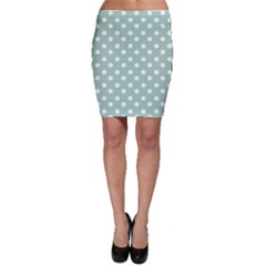 Light Blue And White Polka Dots Bodycon Skirts