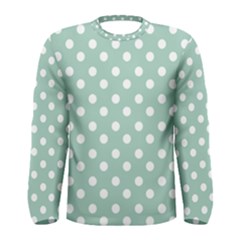 Light Blue And White Polka Dots Men s Long Sleeve T-shirts by GardenOfOphir