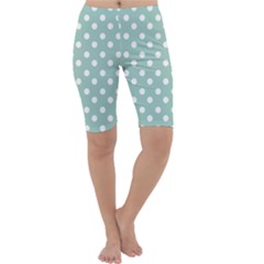 Light Blue And White Polka Dots Cropped Leggings