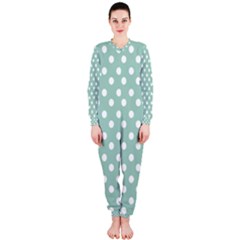 Light Blue And White Polka Dots Onepiece Jumpsuit (ladies)  by GardenOfOphir