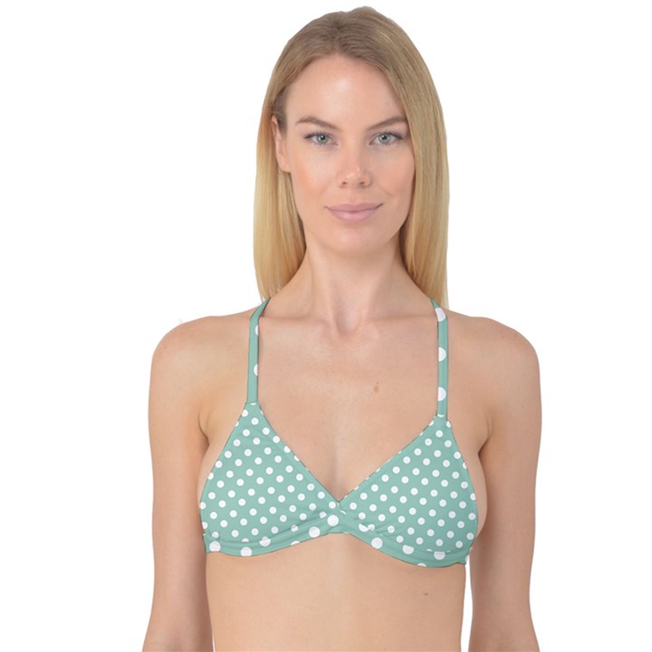 Light Blue And White Polka Dots Reversible Tri Bikini Tops