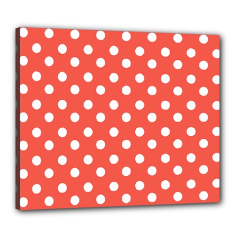 Indian Red Polka Dots Canvas 24  X 20 