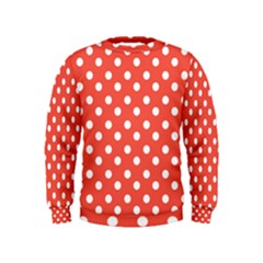 Indian Red Polka Dots Boys  Sweatshirts by GardenOfOphir