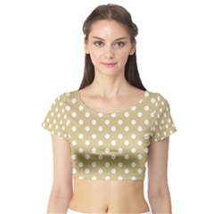 Mint Polka And White Polka Dots Short Sleeve Crop Top by GardenOfOphir