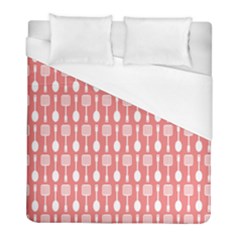 Coral And White Kitchen Utensils Pattern Duvet Cover Single Side (twin Size)