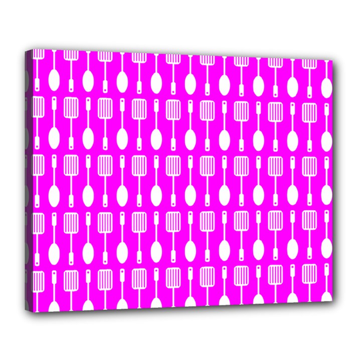 Purple Spatula Spoon Pattern Canvas 20  x 16 