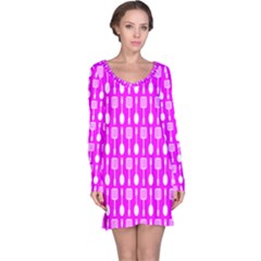 Purple Spatula Spoon Pattern Long Sleeve Nightdresses by GardenOfOphir