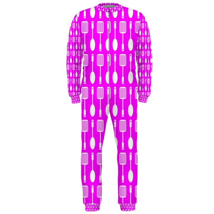 Purple Spatula Spoon Pattern OnePiece Jumpsuit (Men) 