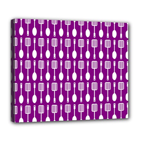 Magenta Spatula Spoon Pattern Deluxe Canvas 24  X 20  