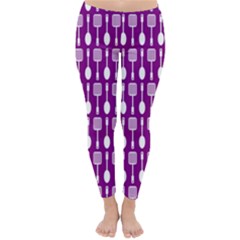 Magenta Spatula Spoon Pattern Winter Leggings