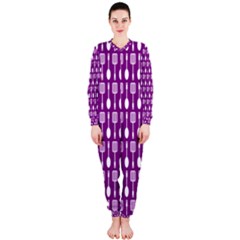 Magenta Spatula Spoon Pattern Onepiece Jumpsuit (ladies)  by GardenOfOphir