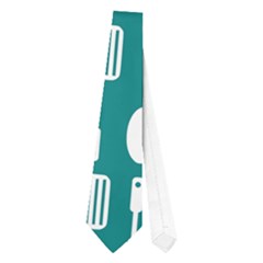 Teal And White Spatula Spoon Pattern Neckties (one Side)  by GardenOfOphir