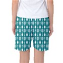 Teal And White Spatula Spoon Pattern Women s Basketball Shorts View2