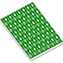 Green And White Kitchen Utensils Pattern Large Memo Pads by GardenOfOphir