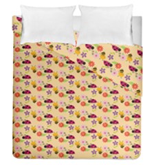 Colorful Ladybug Bess And Flowers Pattern Duvet Cover (full/queen Size) by GardenOfOphir