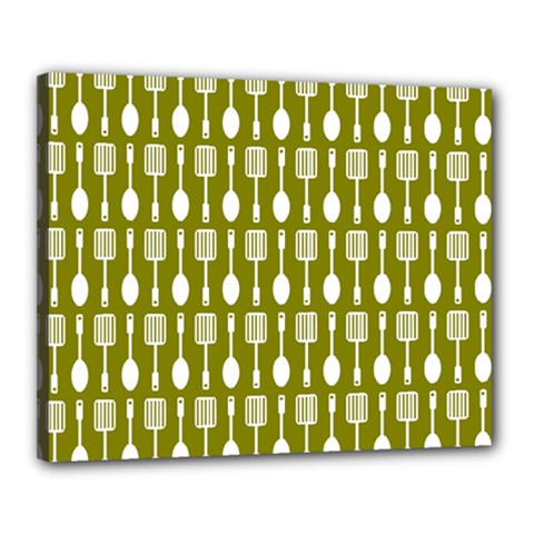 Olive Green Spatula Spoon Pattern Canvas 20  X 16  by GardenOfOphir