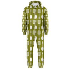 Olive Green Spatula Spoon Pattern Hooded Jumpsuit (men)  by GardenOfOphir