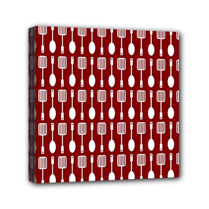 Red And White Kitchen Utensils Pattern Mini Canvas 6  x 6 