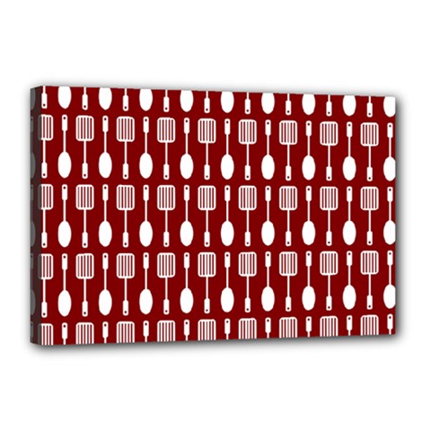 Red And White Kitchen Utensils Pattern Canvas 18  X 12  by GardenOfOphir