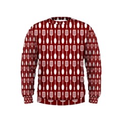 Red And White Kitchen Utensils Pattern Boys  Sweatshirts by GardenOfOphir