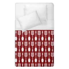 Red And White Kitchen Utensils Pattern Duvet Cover Single Side (single Size) by GardenOfOphir