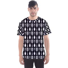 Black And White Spatula Spoon Pattern Men s Sport Mesh Tees