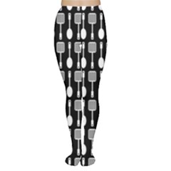 Black And White Spatula Spoon Pattern Women s Tights