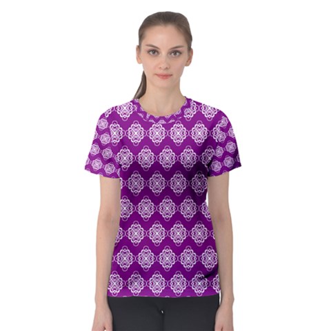 Abstract Knot Geometric Tile Pattern Women s Sport Mesh Tees by GardenOfOphir