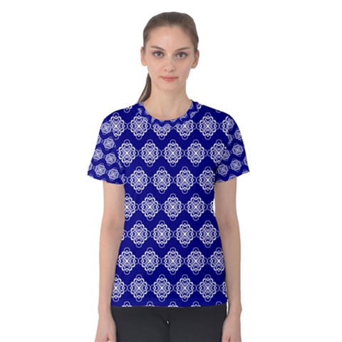 Abstract Knot Geometric Tile Pattern Women s Cotton Tees by GardenOfOphir