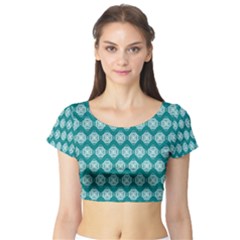 Abstract Knot Geometric Tile Pattern Short Sleeve Crop Top by GardenOfOphir