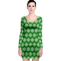 Abstract Knot Geometric Tile Pattern Long Sleeve Bodycon Dresses by GardenOfOphir