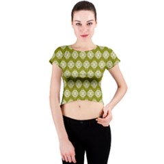 Abstract Knot Geometric Tile Pattern Crew Neck Crop Top by GardenOfOphir