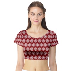 Abstract Knot Geometric Tile Pattern Short Sleeve Crop Top