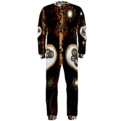 Steampunk, Awesome Heart With Clocks And Gears Onepiece Jumpsuit (men) 